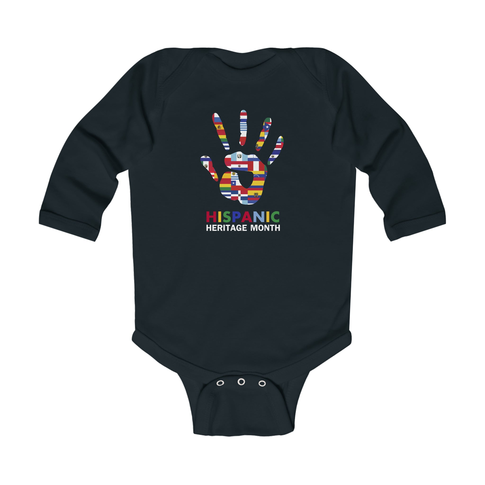 Flag Handprint - Hispanic Heritage Month Infant Long Sleeve Bodysuit