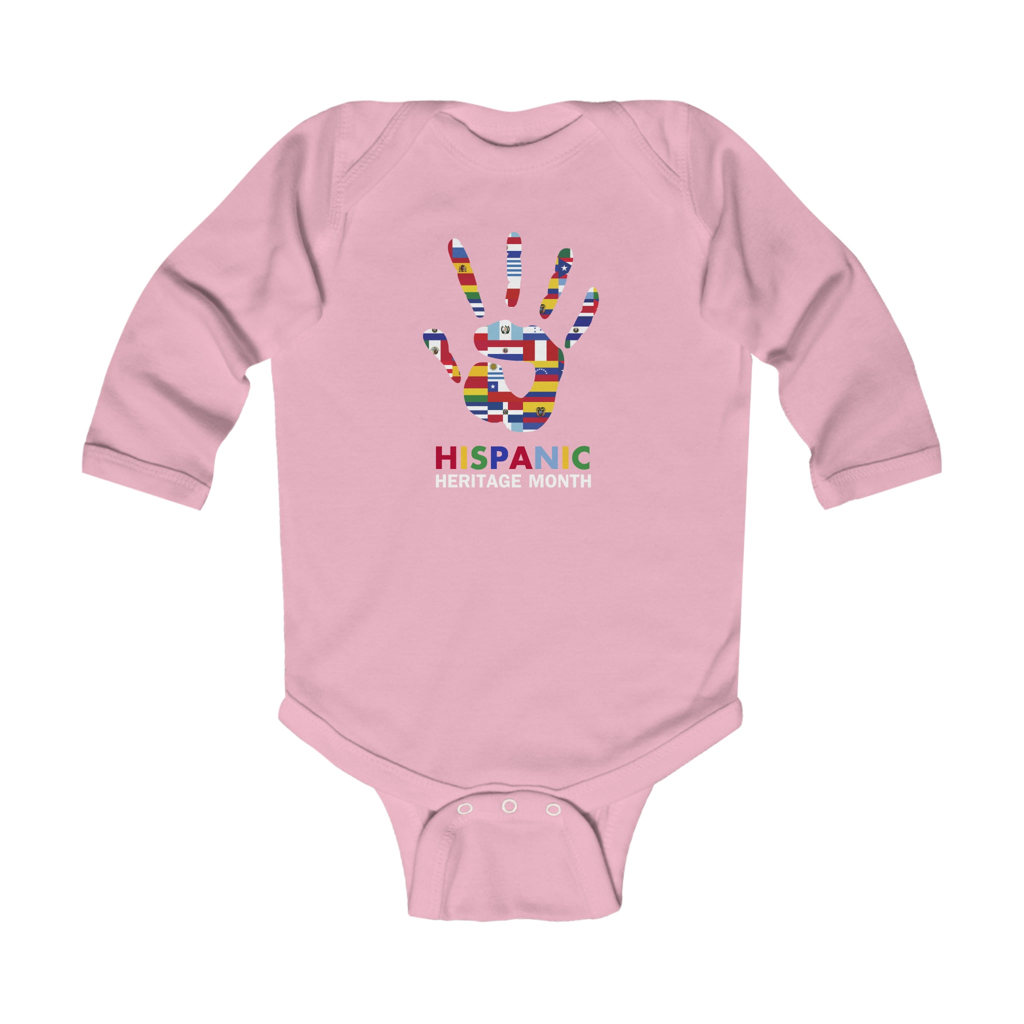 Flag Handprint - Hispanic Heritage Month Infant Long Sleeve Bodysuit