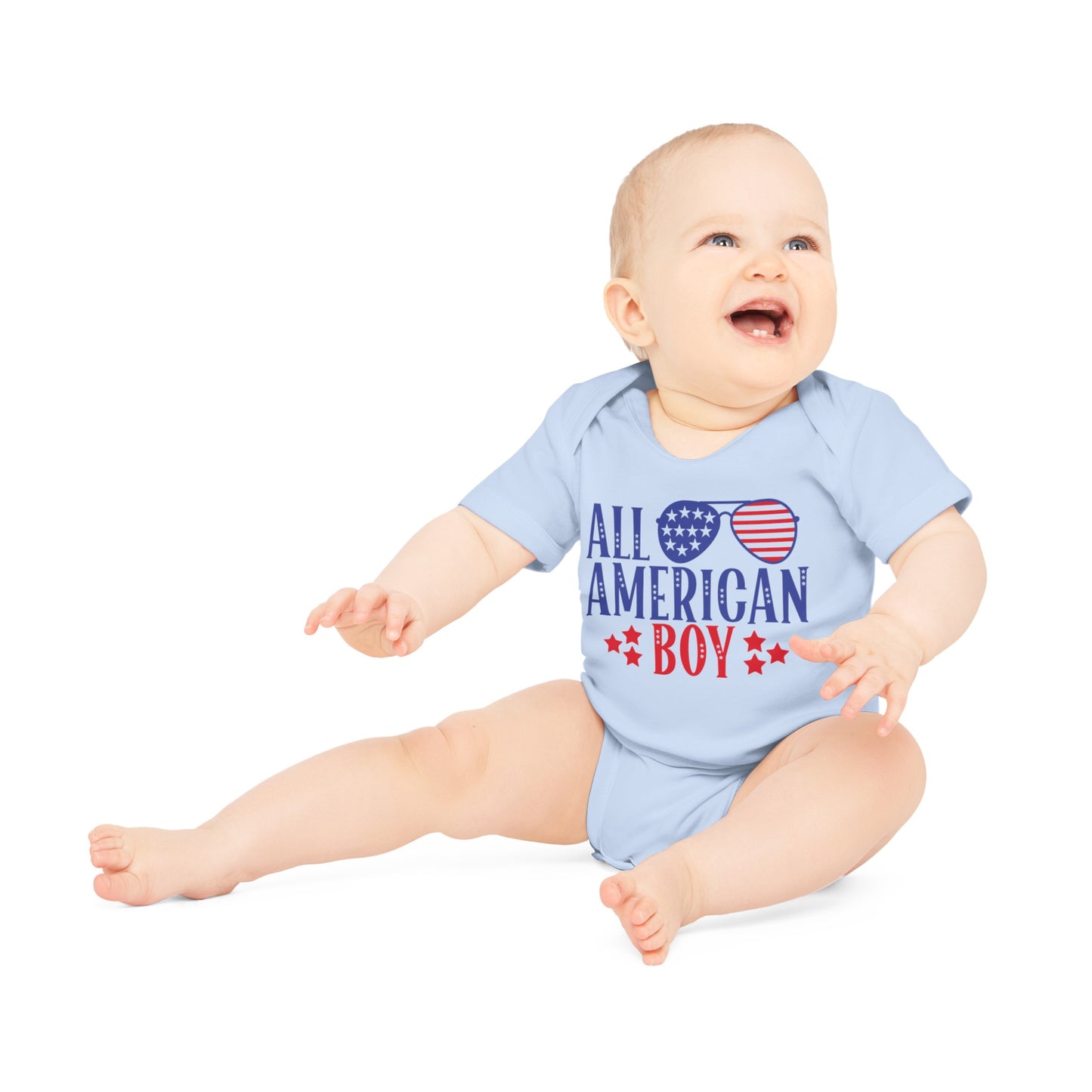 All American Boy, All American Boy Onesie, All American Boy Bodysuit, All American Boy Jumpsuit, Baby Organic Short Sleeve Bodysuit