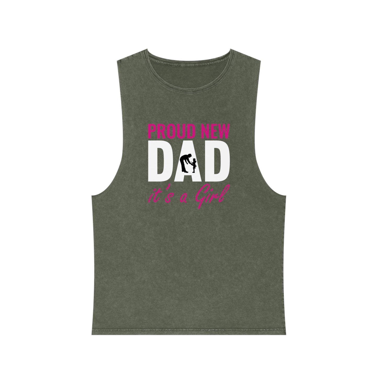 Proud New Dad , It's a Girl, Unisex Stonewash Tank Top