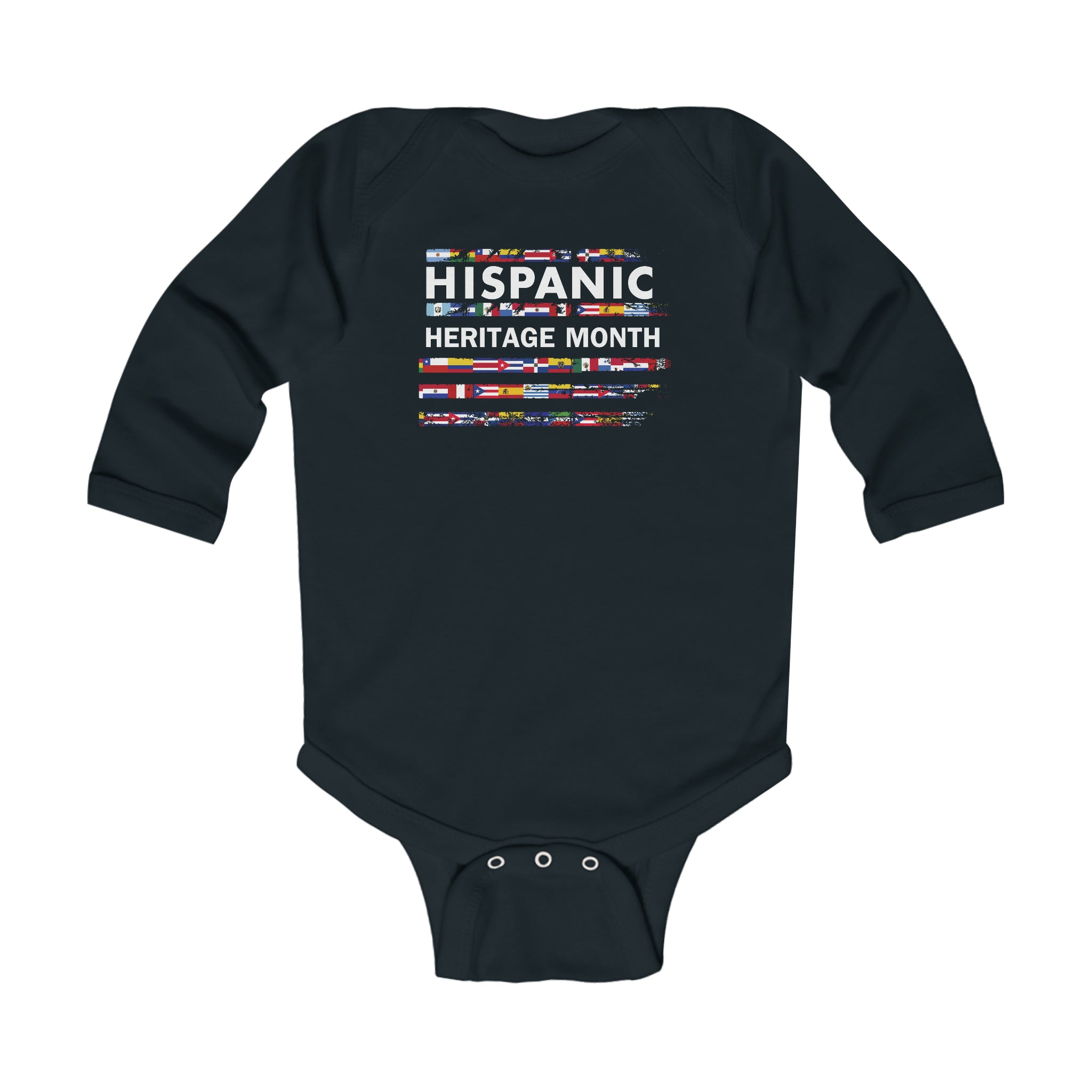 USA Flags - Hispanic Heritage Month Infant Long Sleeve Bodysuit