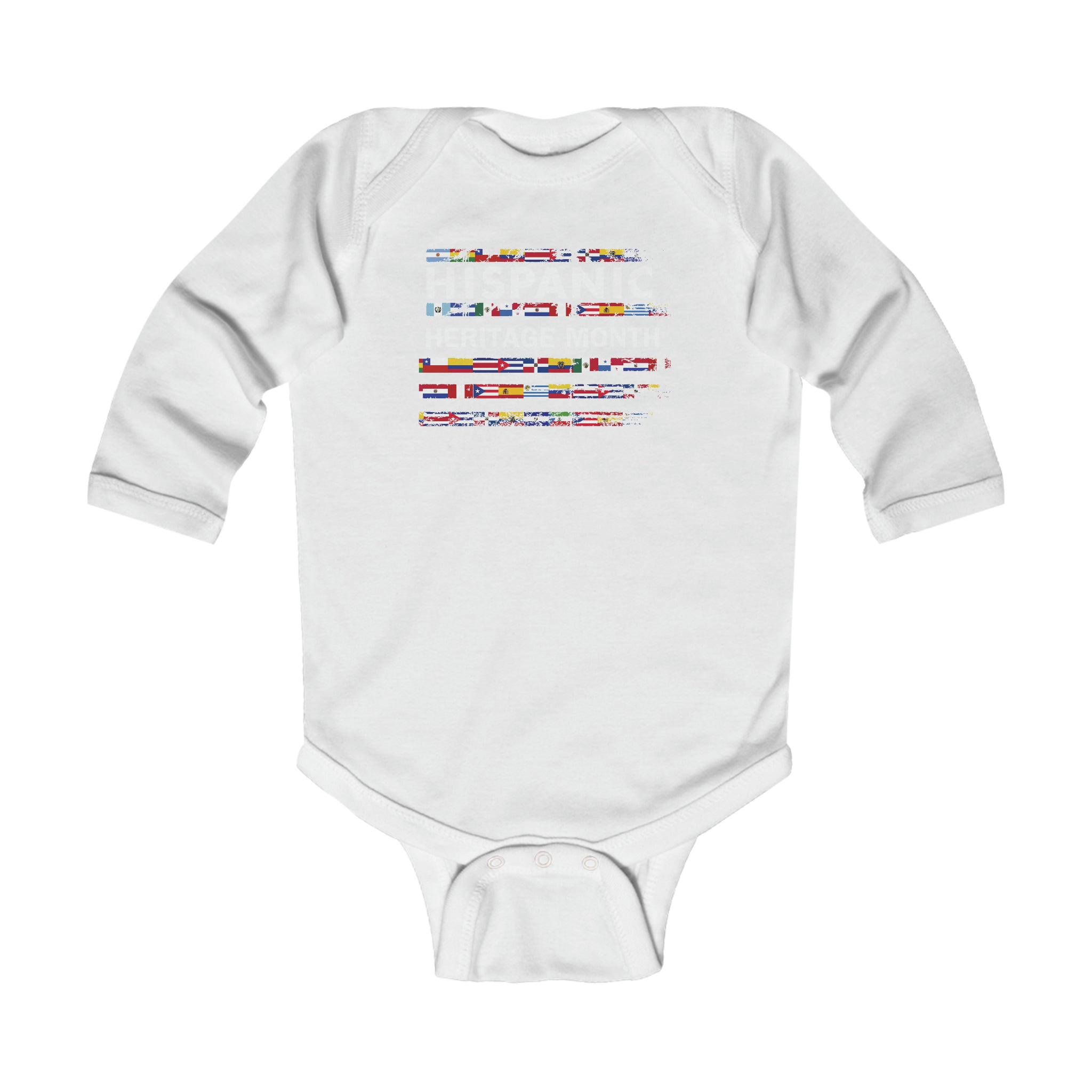 USA Flags - Hispanic Heritage Month Infant Long Sleeve Bodysuit