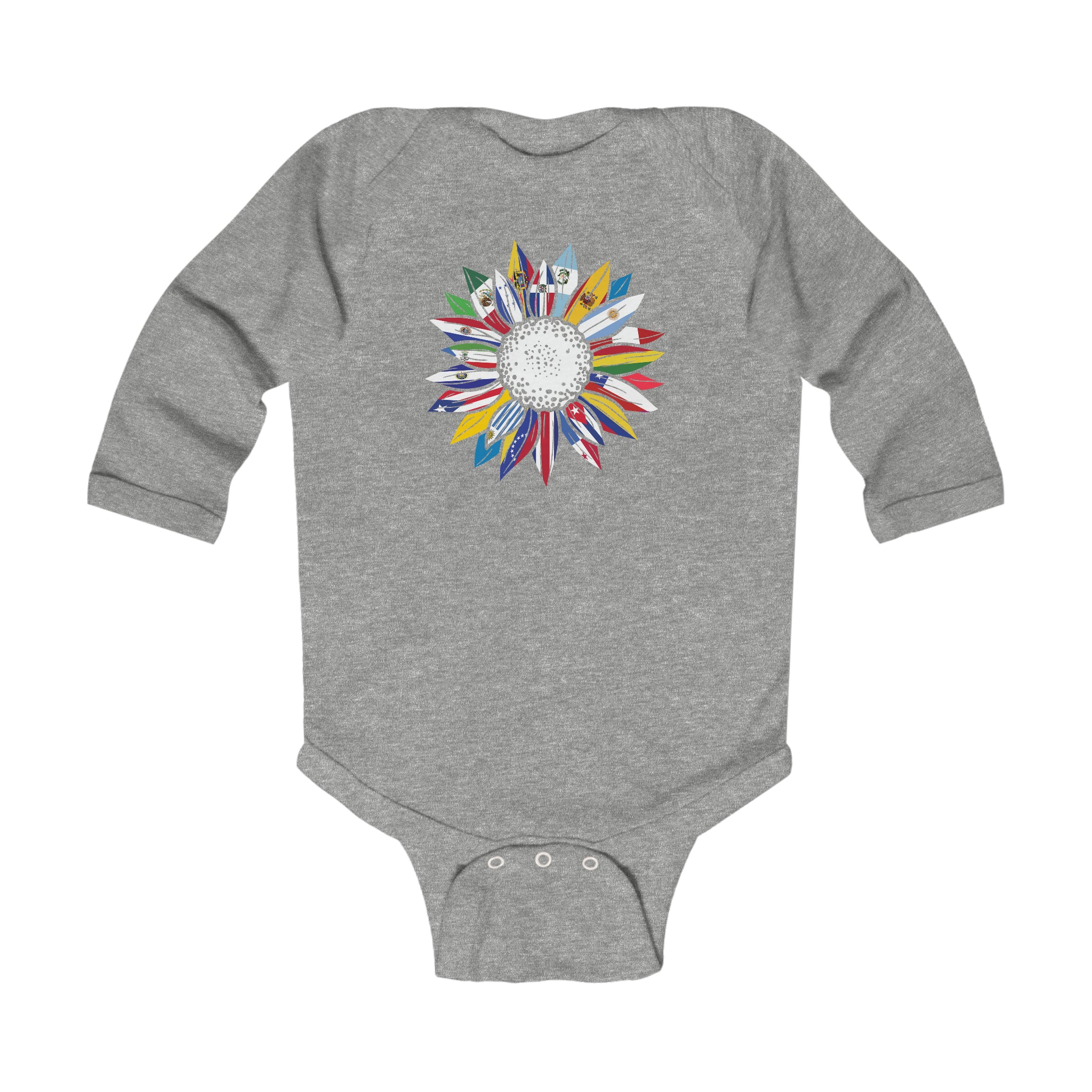 Flag Sunflower - Hispanic Heritage Month Infant Long Sleeve Bodysuit