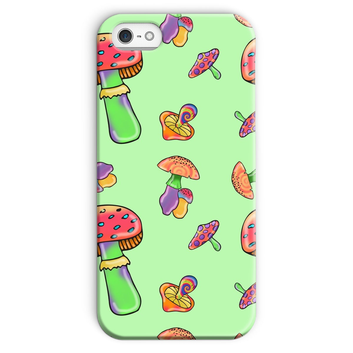 Retro Mushroom Pattern - Green Snap Phone Case