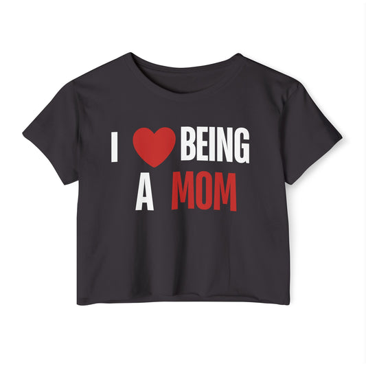 I Love Being A Mom, I Love Being A Mom T-Shirt, My Kids Think, My Family Thinks, My Child Thinks, A Mother Is, Custom Mothers Day Gift for Mom, Women's Festival Crop Top