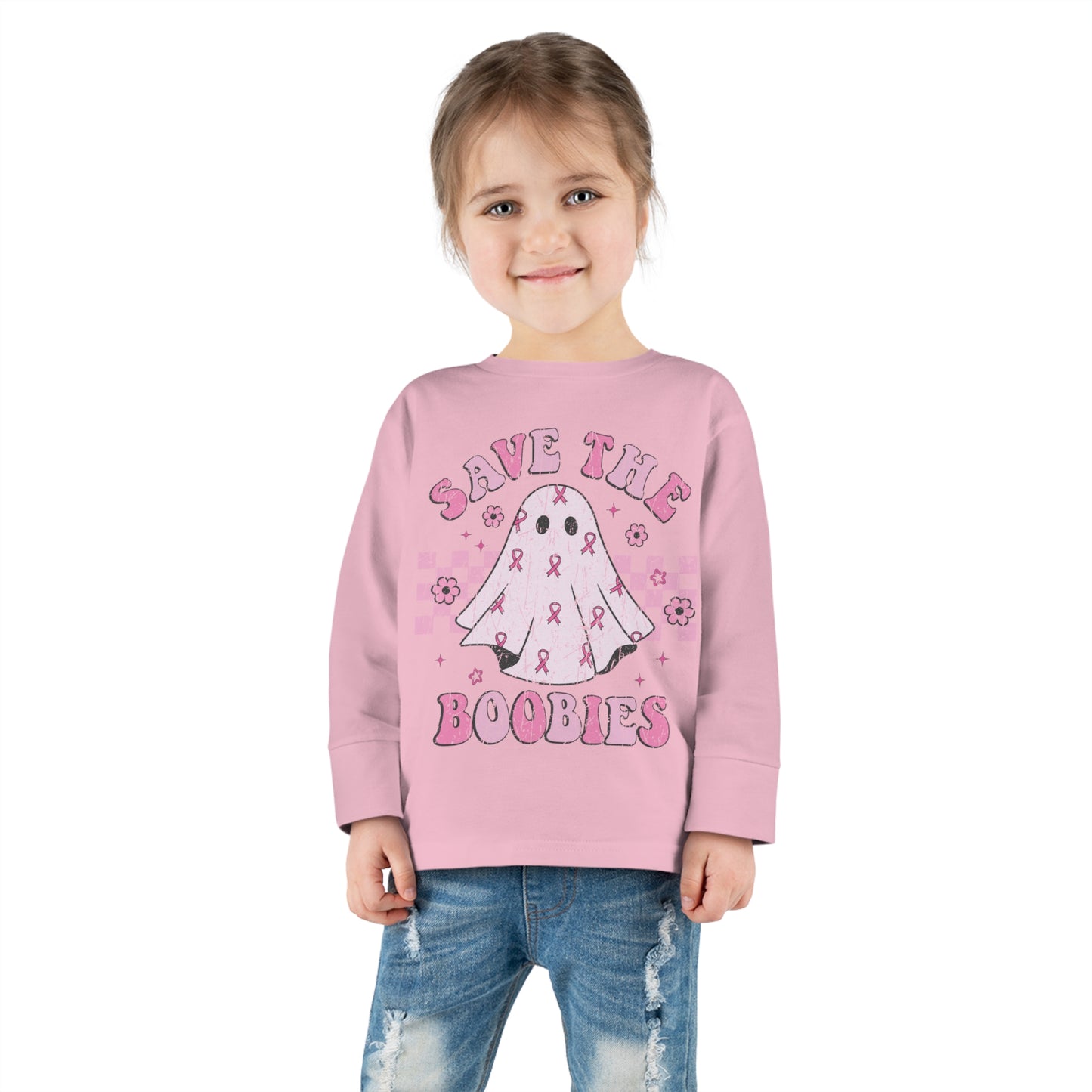 Save The Boobies Toddler Long Sleeve Tee