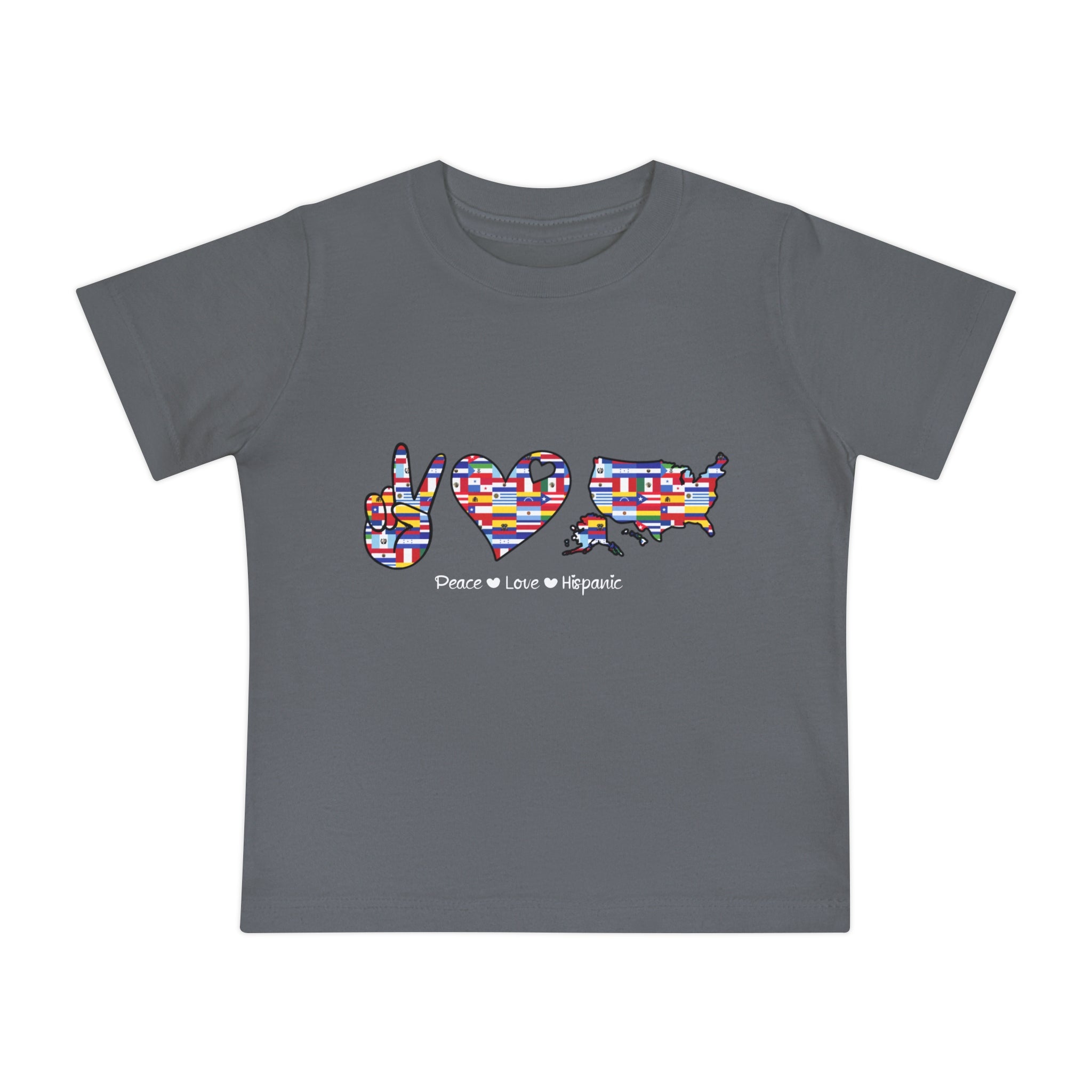 Peace, Love, Hispanic - Hispanic Heritage Month Baby Short Sleeve T-Shirt