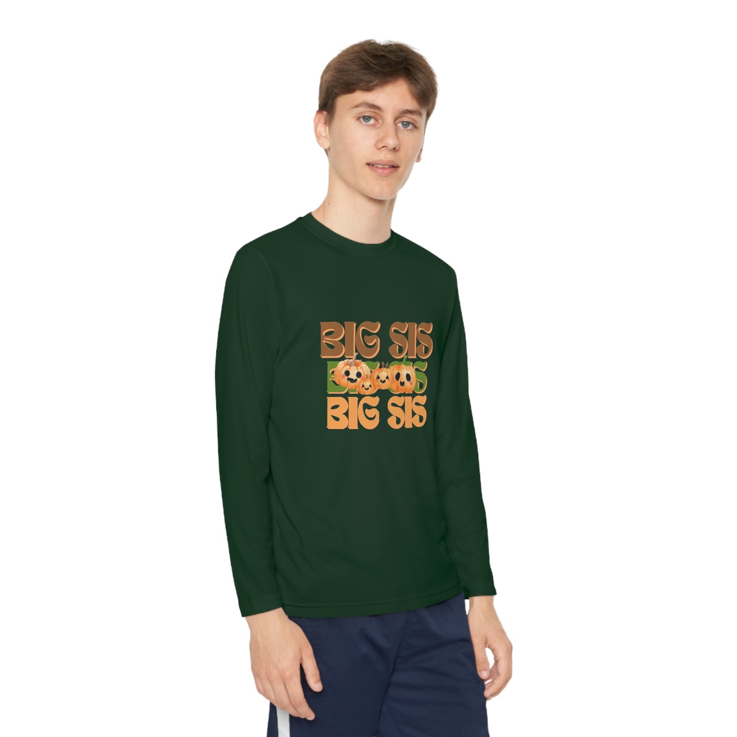 Big Sis Pumpkin Youth Long Sleeve Competitor Tee