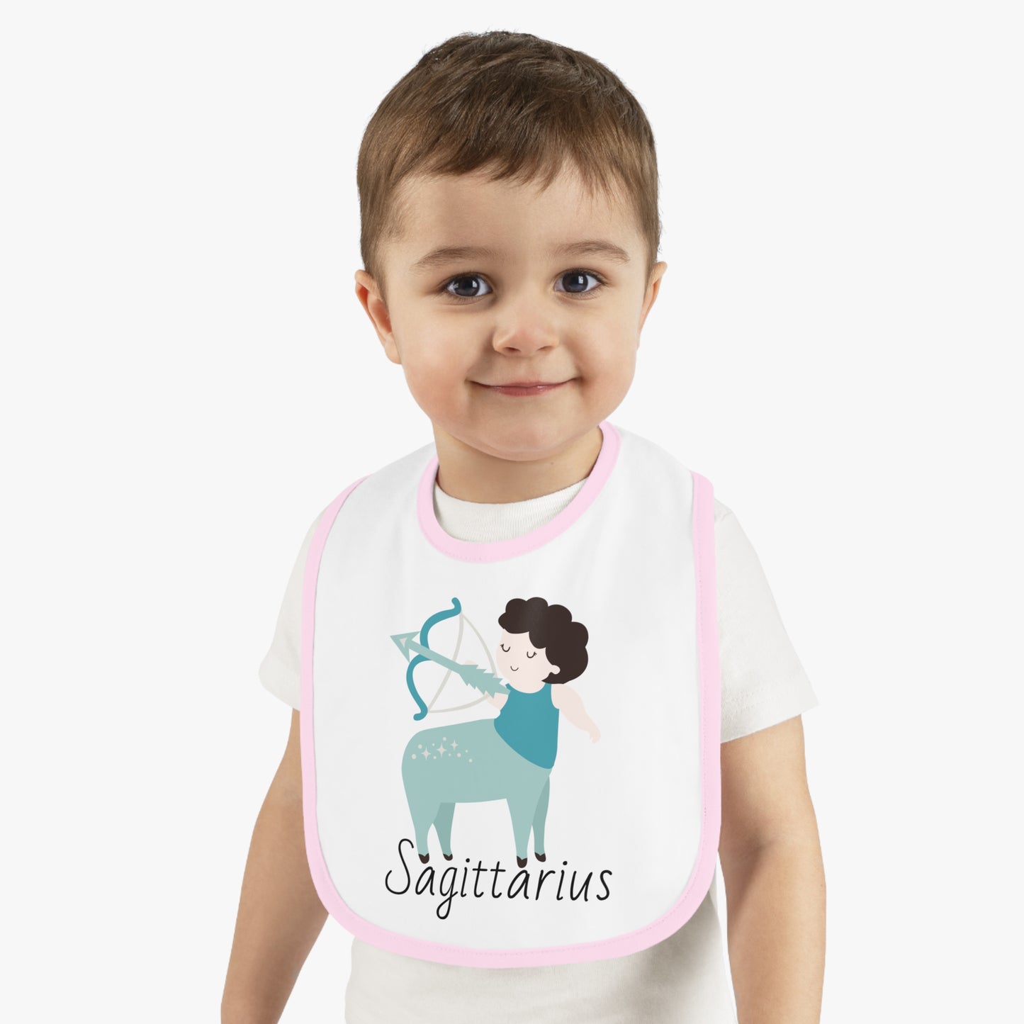 Sagittarius Bib, Sagittarius Baby Bib, Zodiac Sign Bib, Baby Contrast Trim Jersey Bib