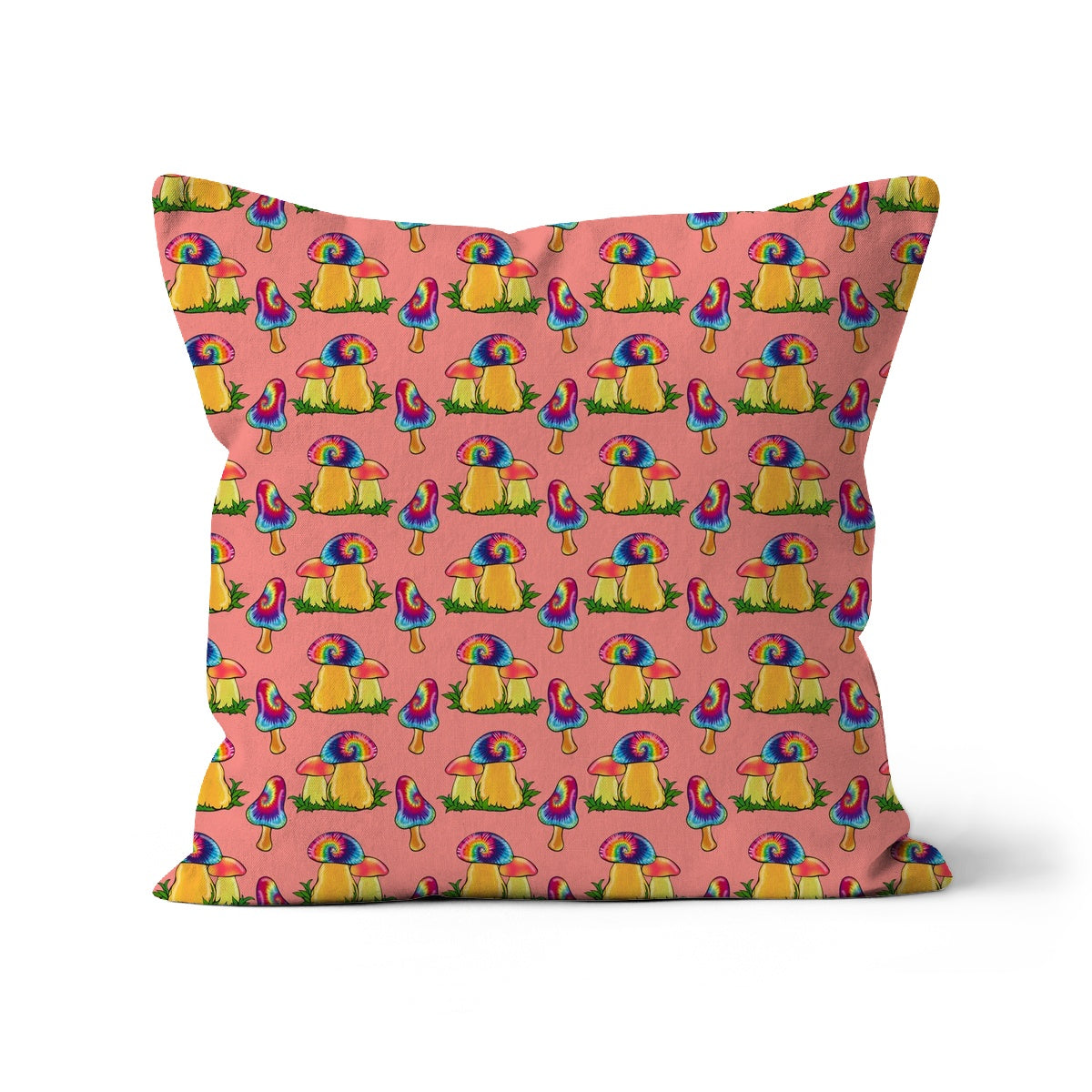 Retro Mushroom Pattern - Pink Cushion