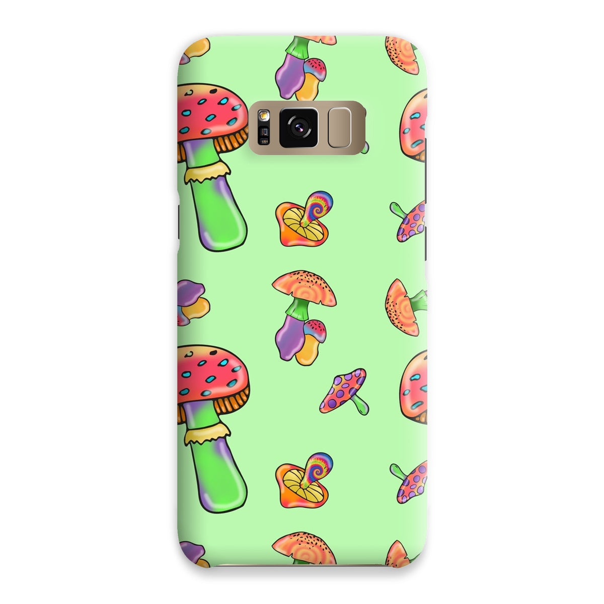 Retro Mushroom Pattern - Green Snap Phone Case