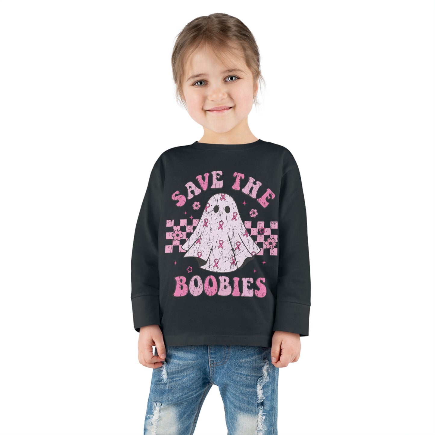 Save The Boobies Toddler Long Sleeve Tee