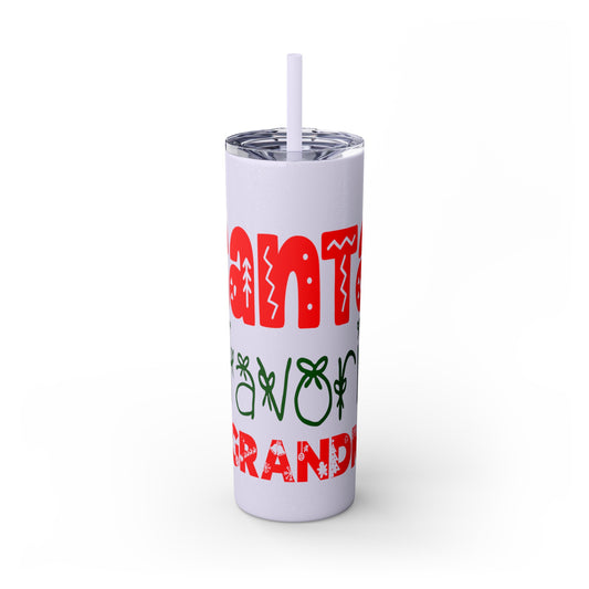 Santa's Favorite Grandma Skinny Tumbler with Straw, 20oz