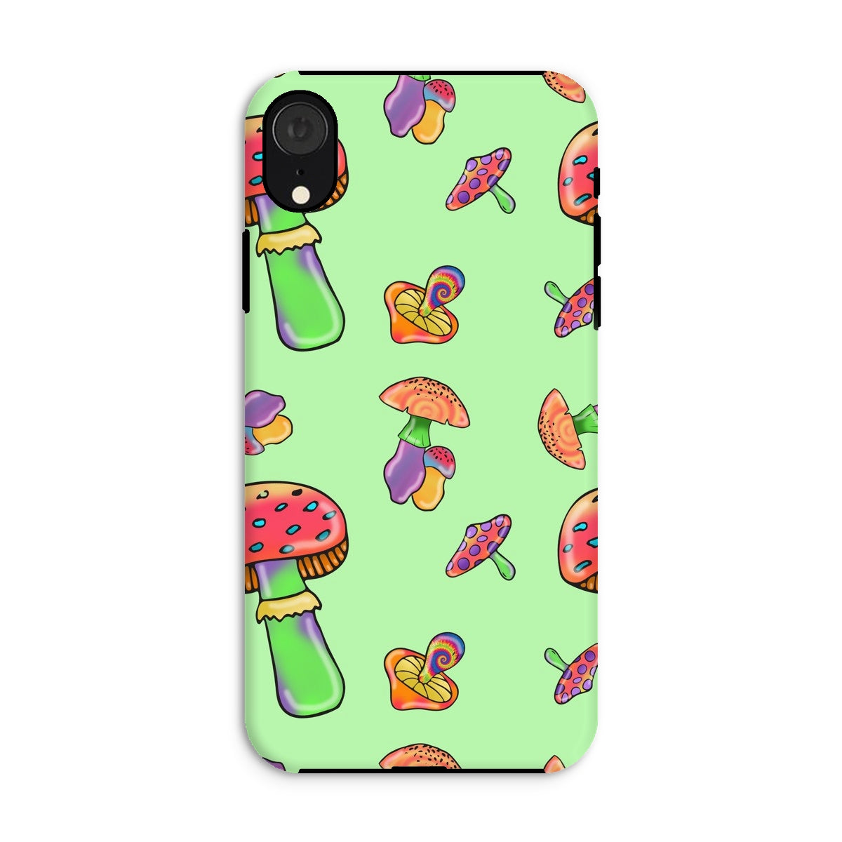 Retro Mushroom Pattern - Green Tough Phone Case