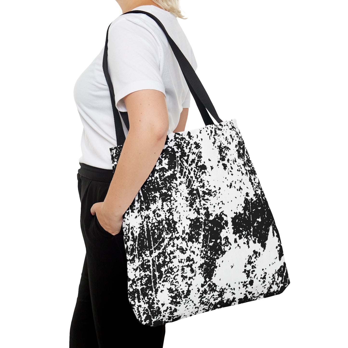 Distressed Black & WhiteTote Bag (AOP)