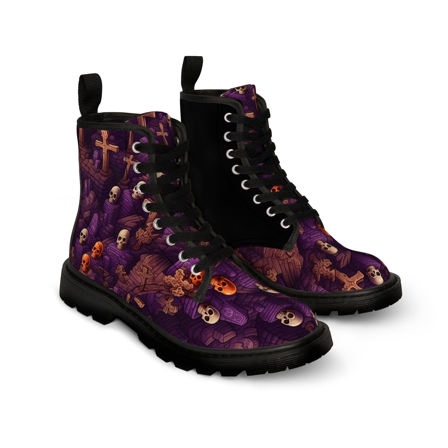 Skulls & Crosses Halloween Women's Canvas Boots