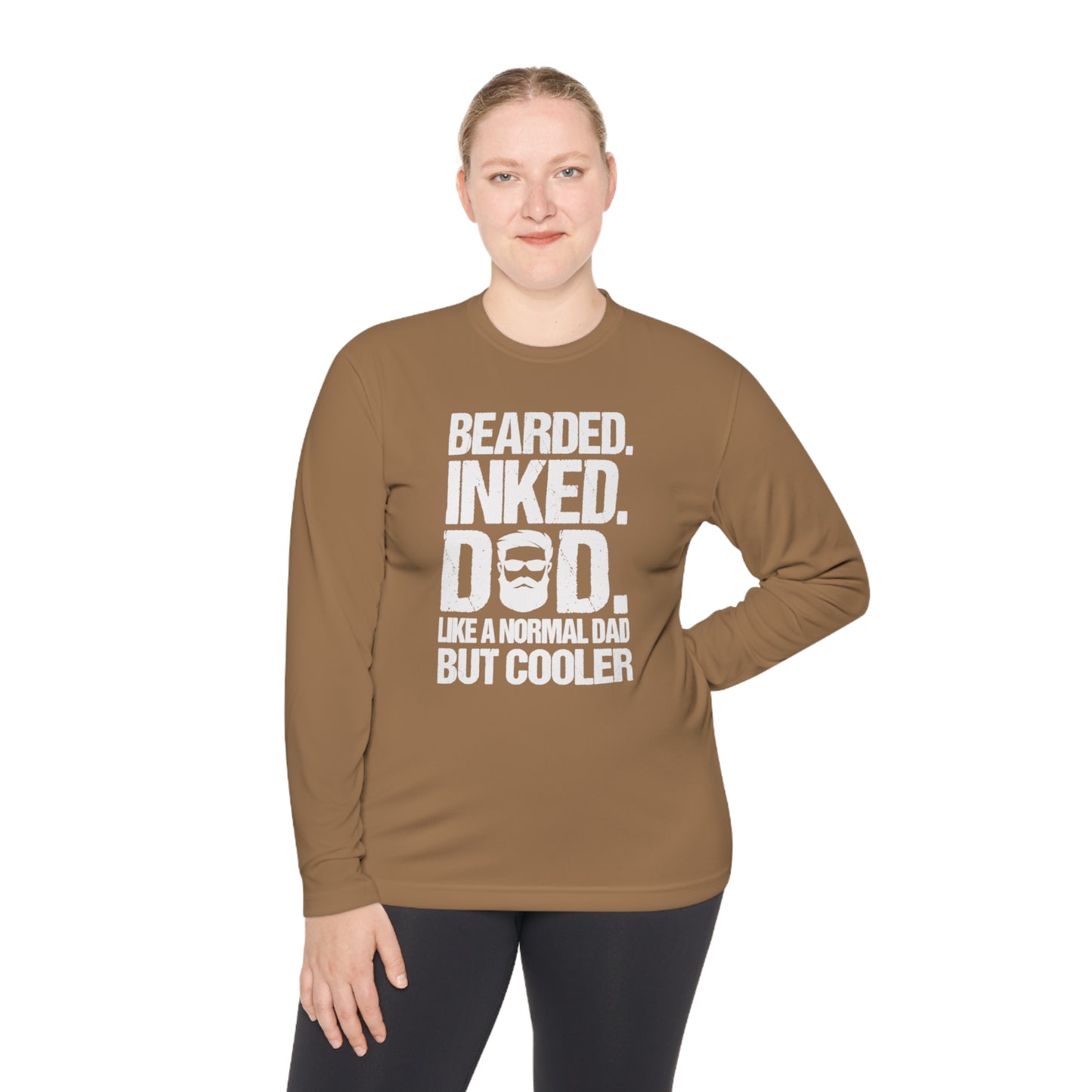 Bearded, Inked, Dad, Like a Normal Dad Just Cooler, Bearded Inked Dad Tee, Dad Tee, Unisex Lightweight Long Sleeve Tee