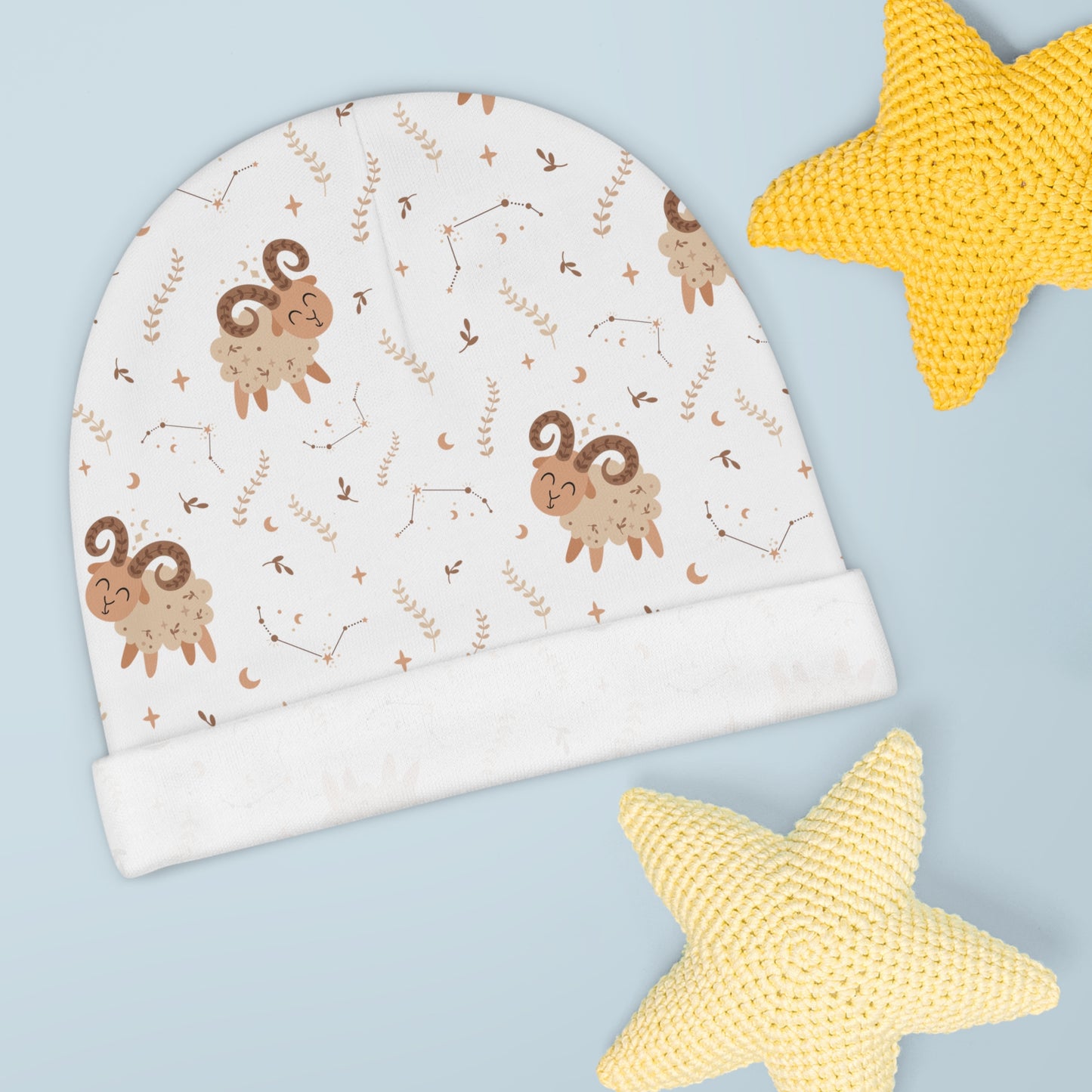 Aries Beanie, Aries Baby Beanie, Birth Month Beanie, Zodiac Beanie, Baby Beanie (AOP)