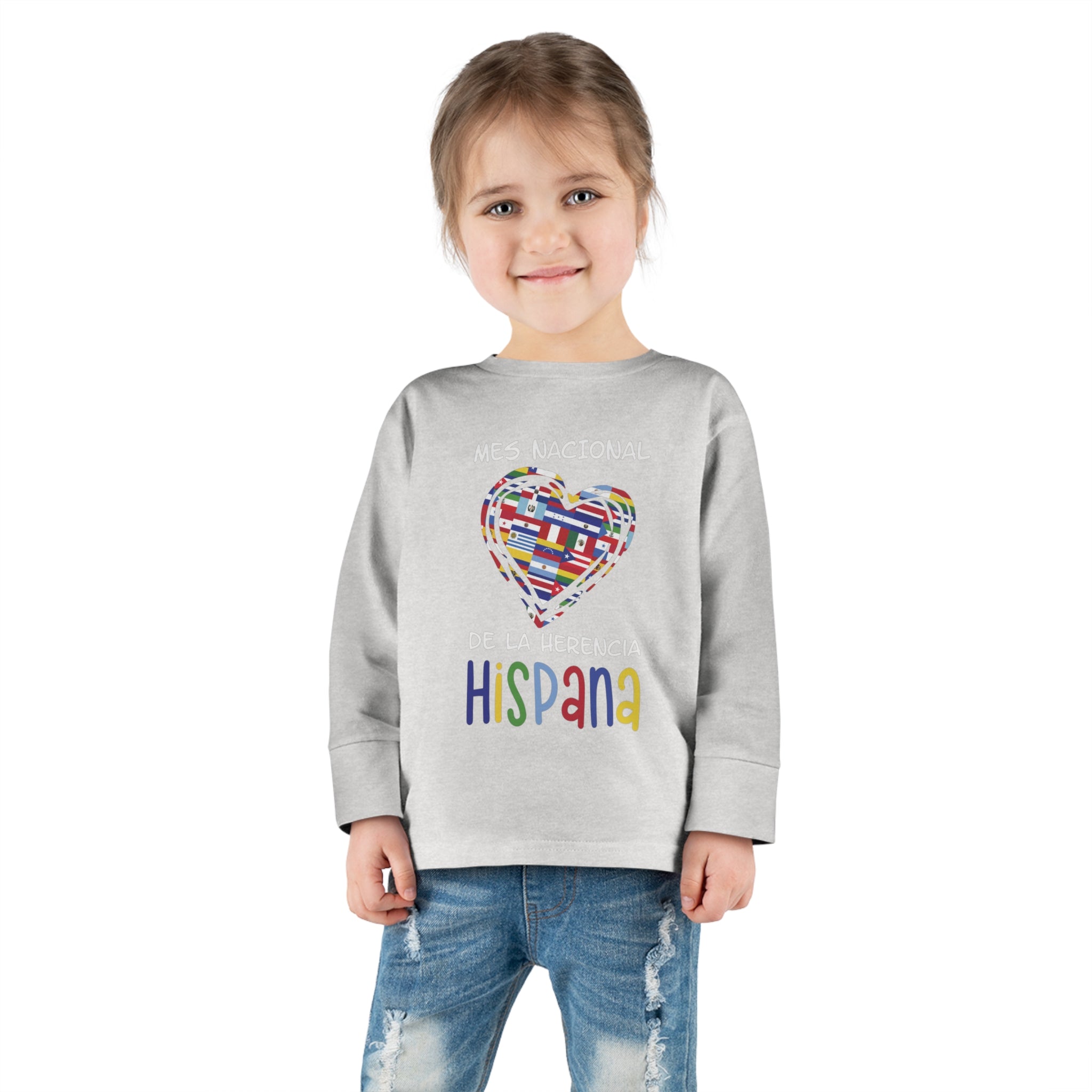 Mes Nacional Heart - Hispanic Heritage Month Toddler Long Sleeve Tee