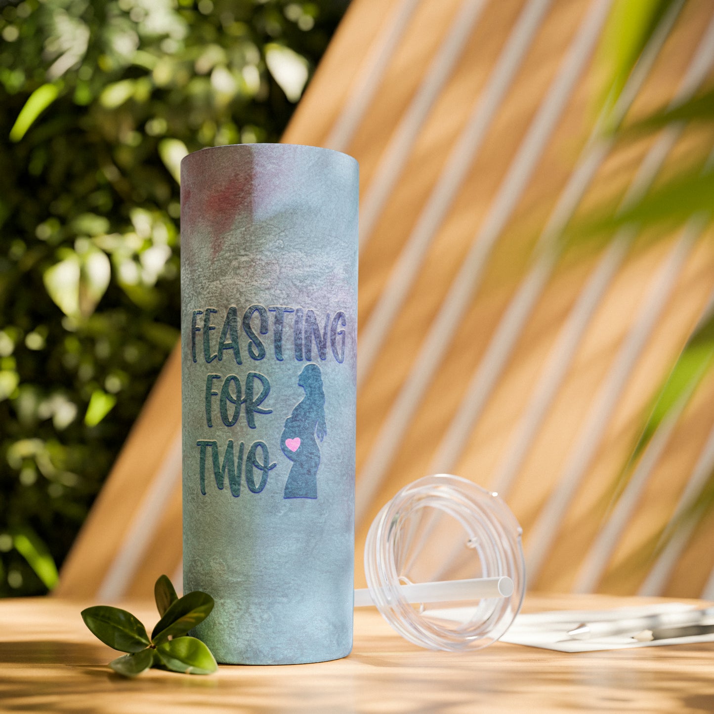 Feasting For Two Skinny Tumbler with Straw, 20oz