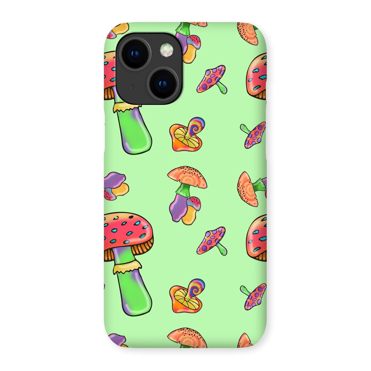 Retro Mushroom Pattern - Green Snap Phone Case