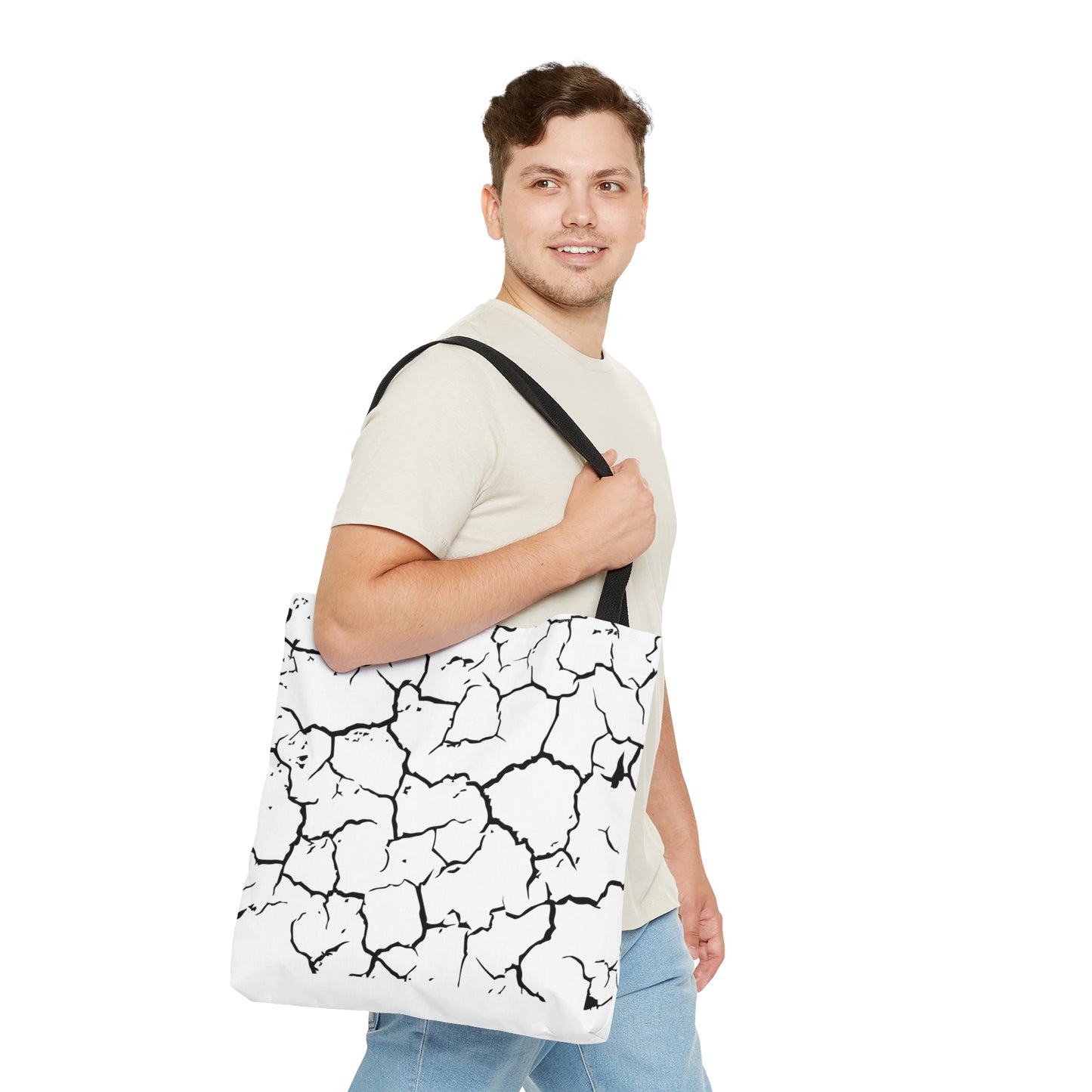 Cracked Black & WhiteTote Bag (AOP)