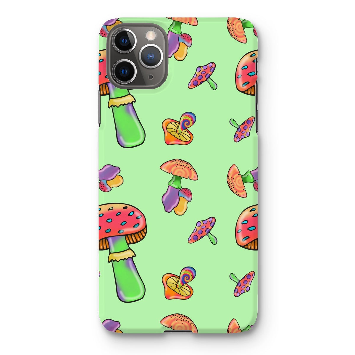 Retro Mushroom Pattern - Green Snap Phone Case