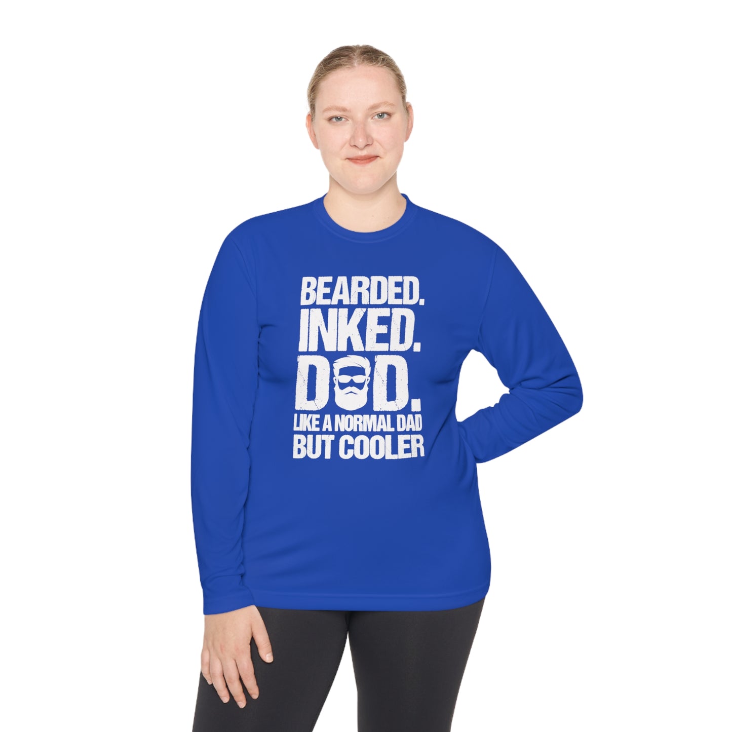 Bearded, Inked, Dad, Like a Normal Dad Just Cooler, Bearded Inked Dad Tee, Dad Tee, Unisex Lightweight Long Sleeve Tee