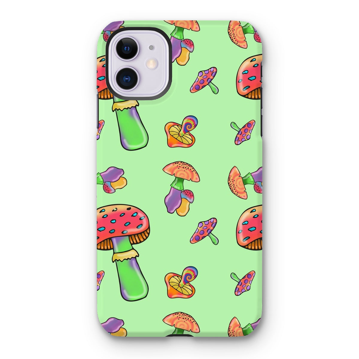 Retro Mushroom Pattern - Green Tough Phone Case