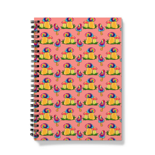 Retro Mushroom Pattern - Pink Notebook