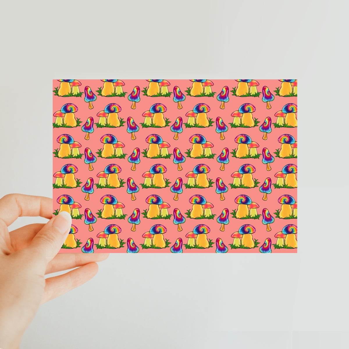 Retro Mushroom Pattern - Pink Classic Postcard