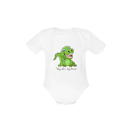 Onesie Baby 3-24 month Organic  Baby Short Sleeve One Piece Jumpsuit Onesie Tiny Dino Big heart