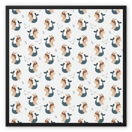 Capricorn Pattern Framed Canvas
