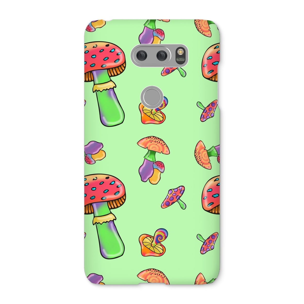 Retro Mushroom Pattern - Green Snap Phone Case