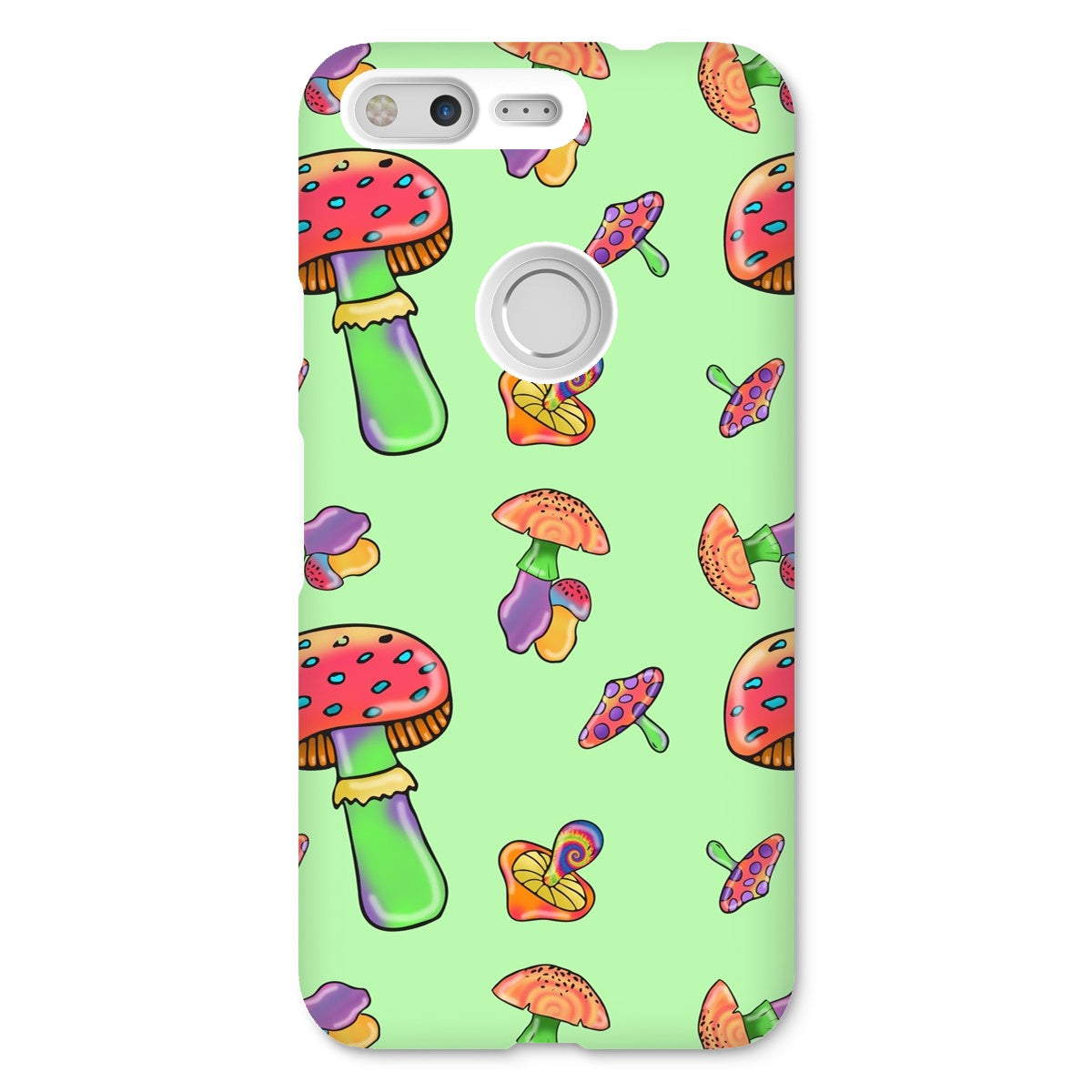 Retro Mushroom Pattern - Green Snap Phone Case