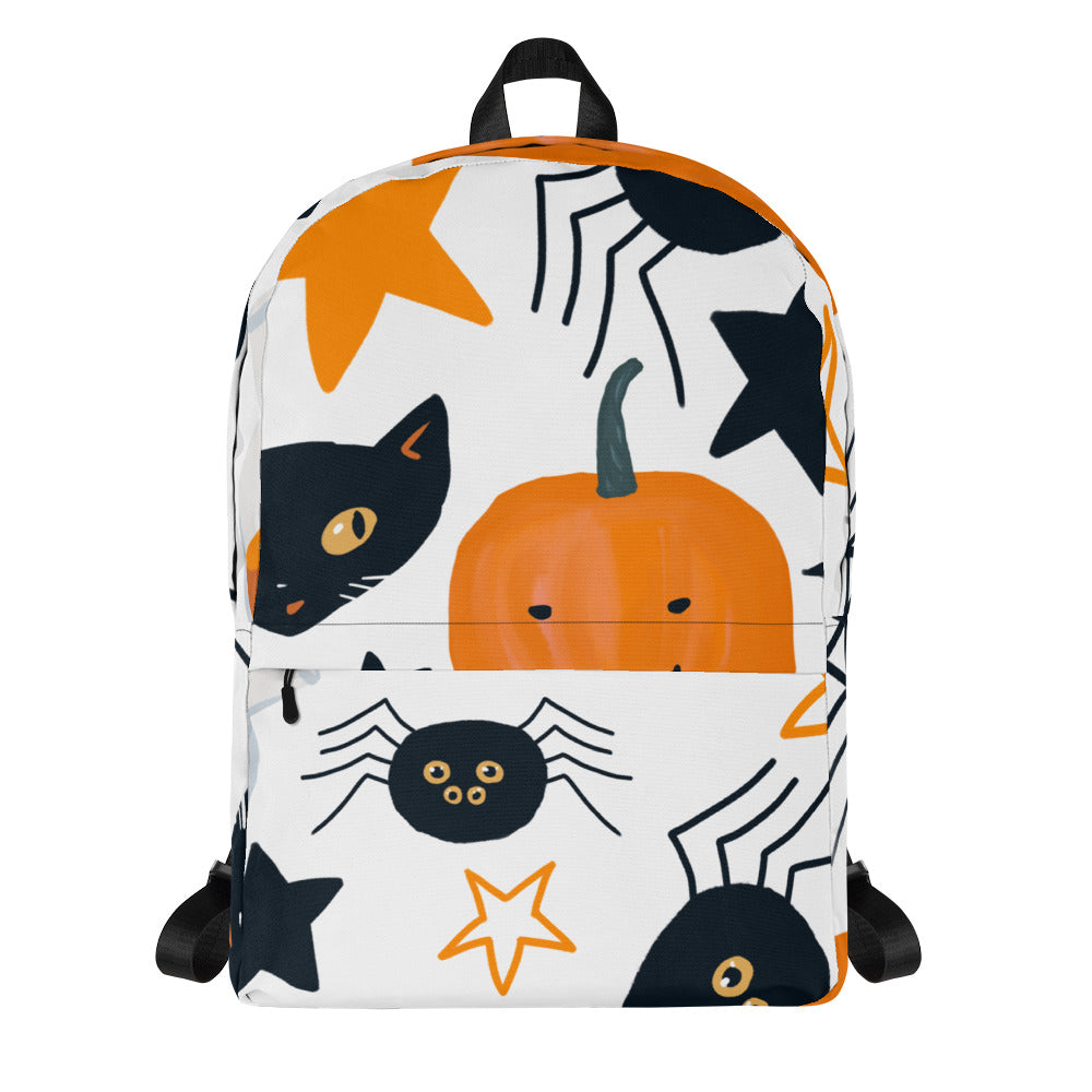 Cats Pumpkins Stars Halloween Backpack