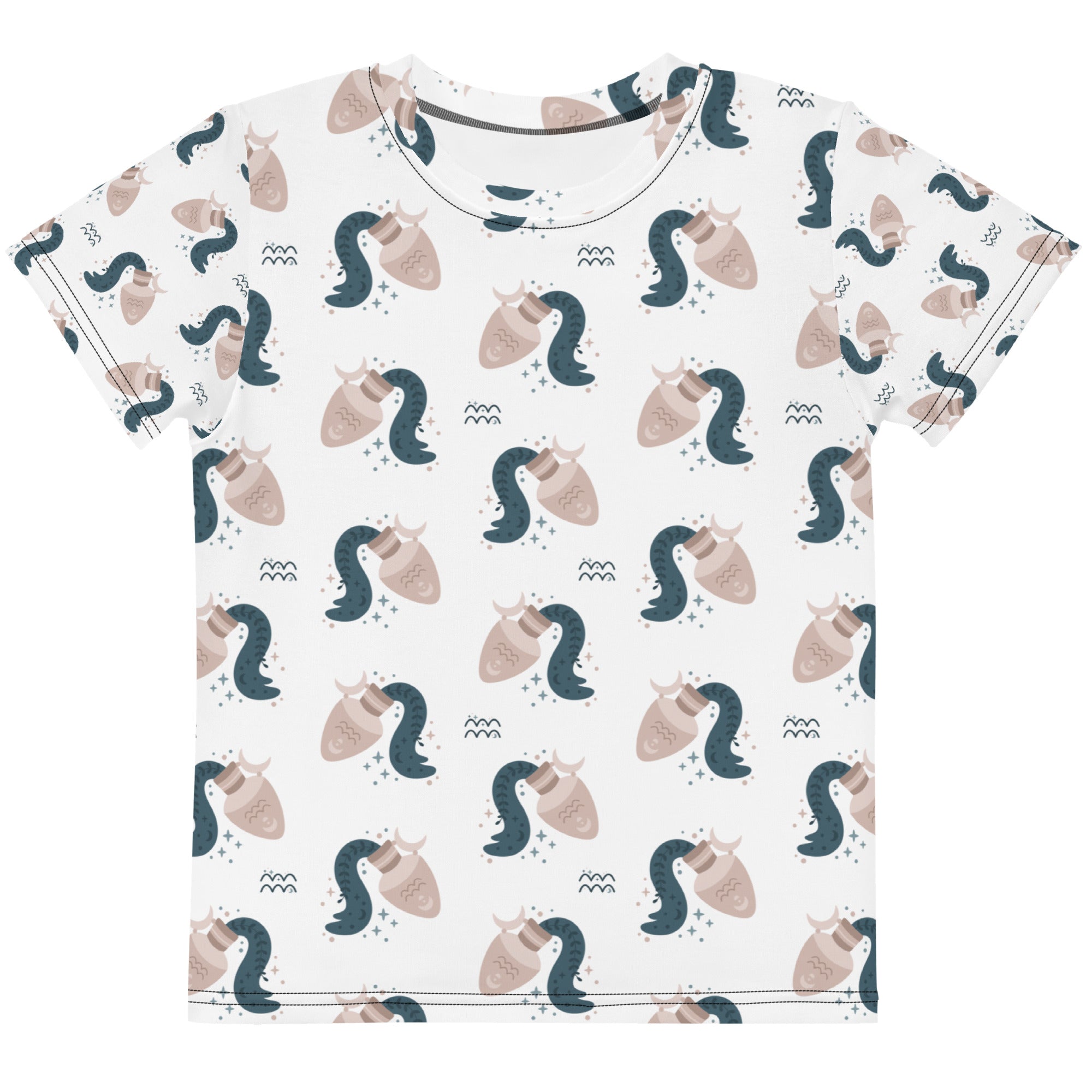 Aquarius Pattern Tee, Aquarius Birthday Tee, Aquarius T-Shirt, Aquarius Kids Tee,Kids crew neck t-shirt