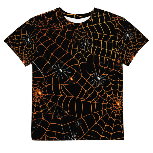 Spiders & Webs Halloween Youth crew neck t-shirt