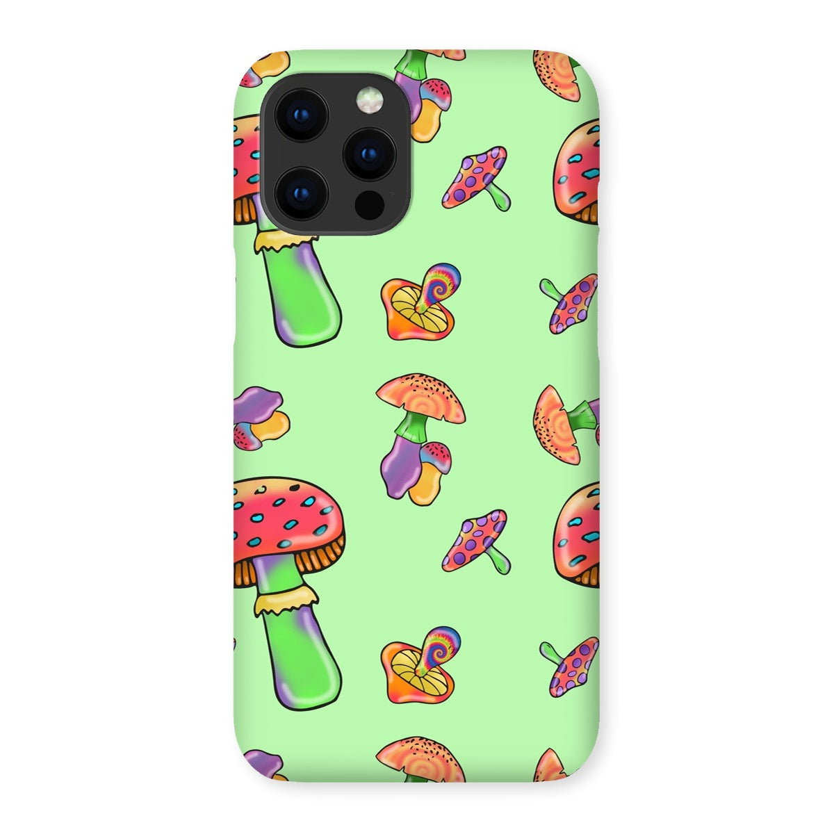 Retro Mushroom Pattern - Green Snap Phone Case