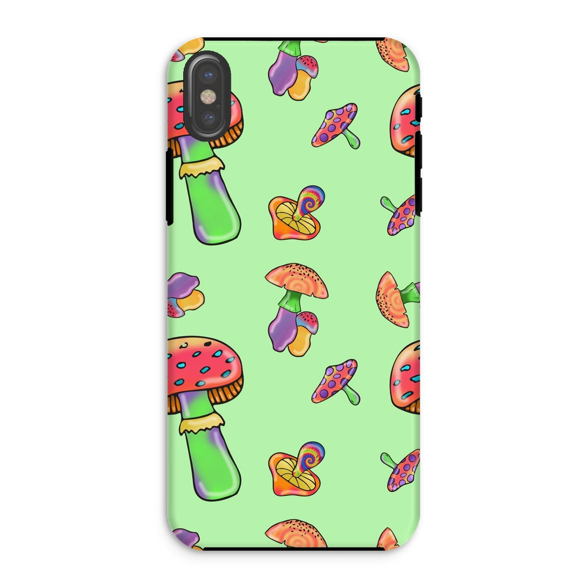 Retro Mushroom Pattern - Green Tough Phone Case