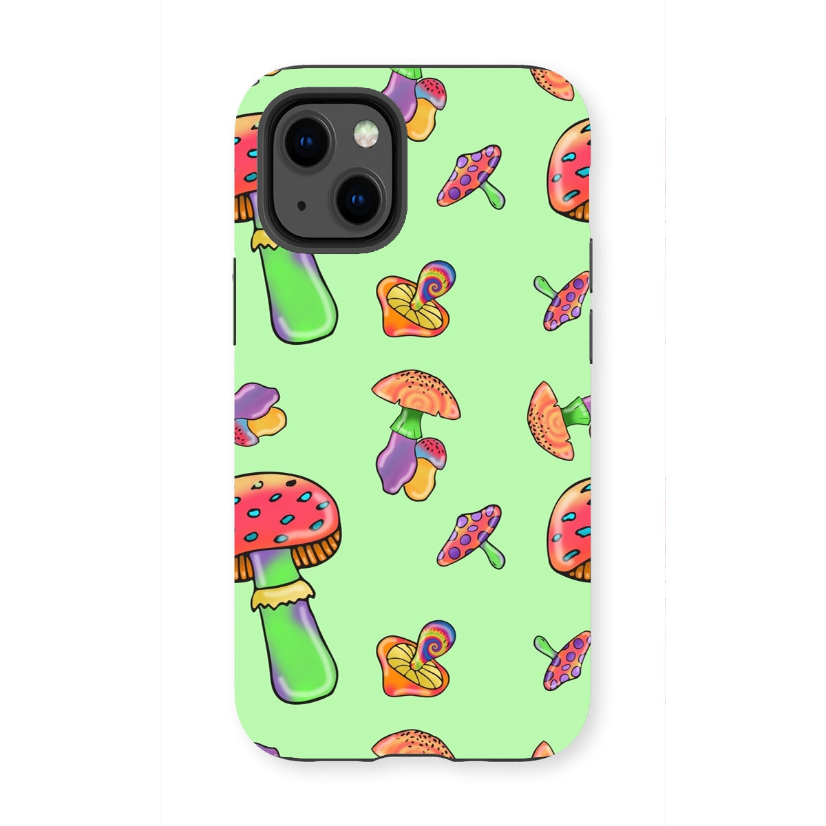 Retro Mushroom Pattern - Green Tough Phone Case