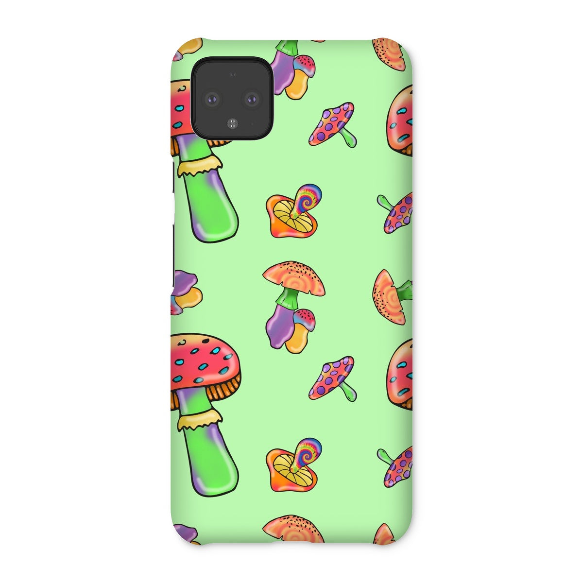 Retro Mushroom Pattern - Green Snap Phone Case