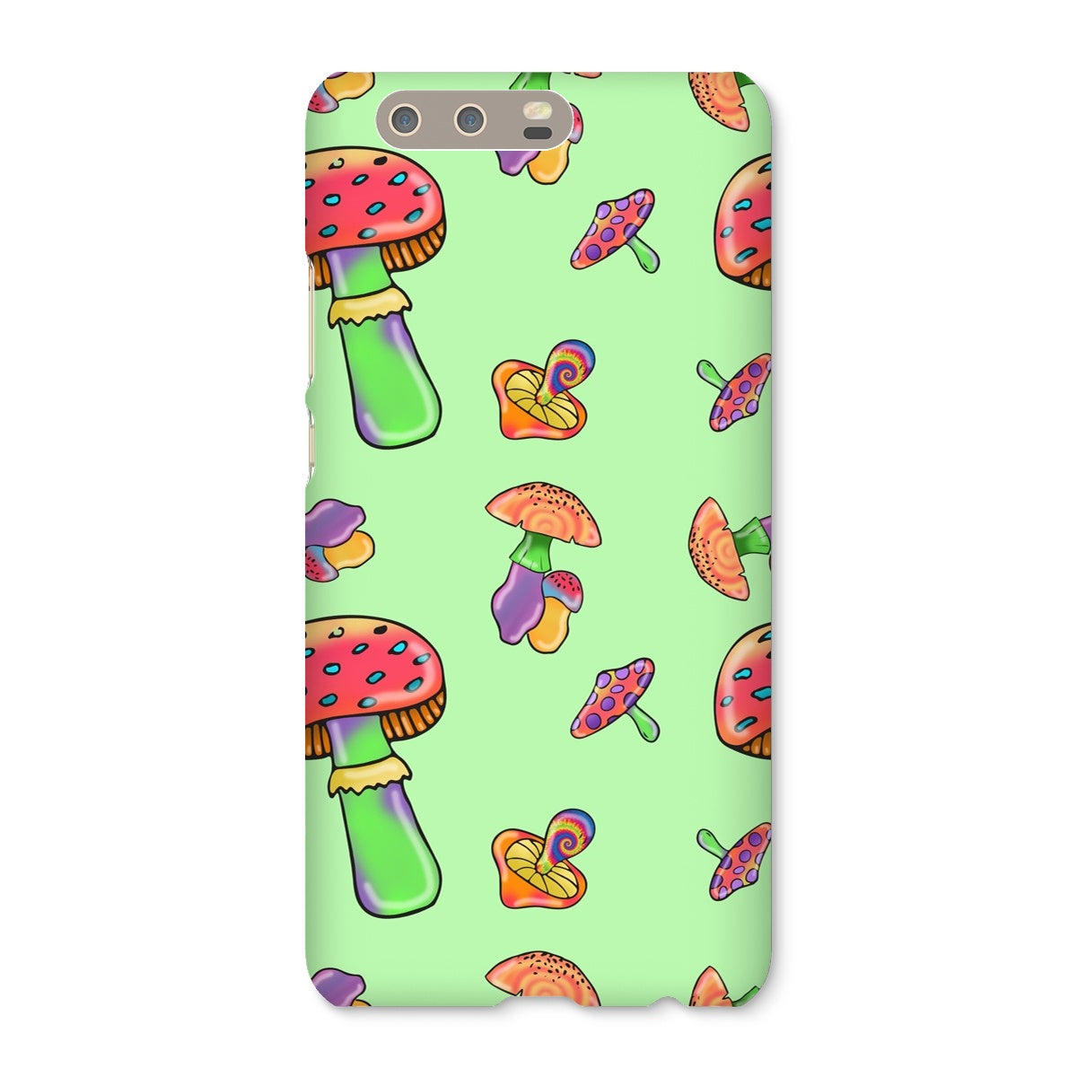 Retro Mushroom Pattern - Green Snap Phone Case