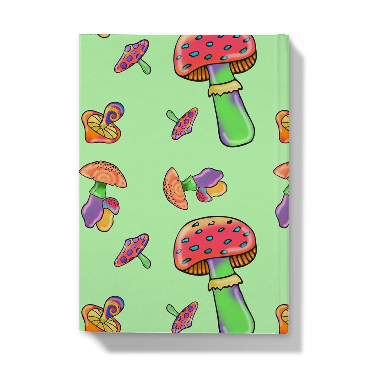 Retro Mushroom Pattern - Green Hardback Journal