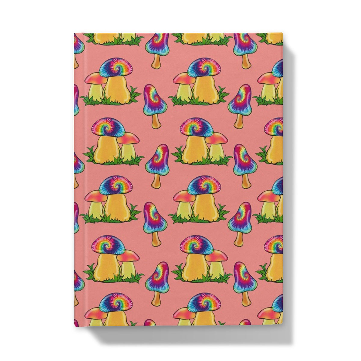 Retro Mushroom Pattern - Pink Hardback Journal