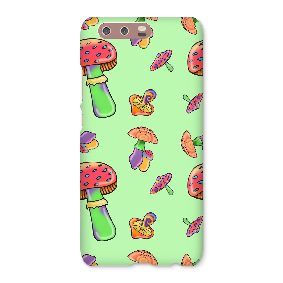 Retro Mushroom Pattern - Green Snap Phone Case