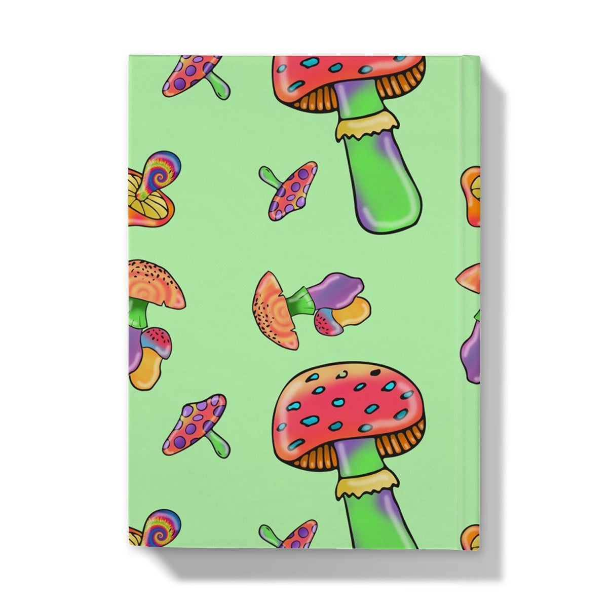 Retro Mushroom Pattern - Green Hardback Journal