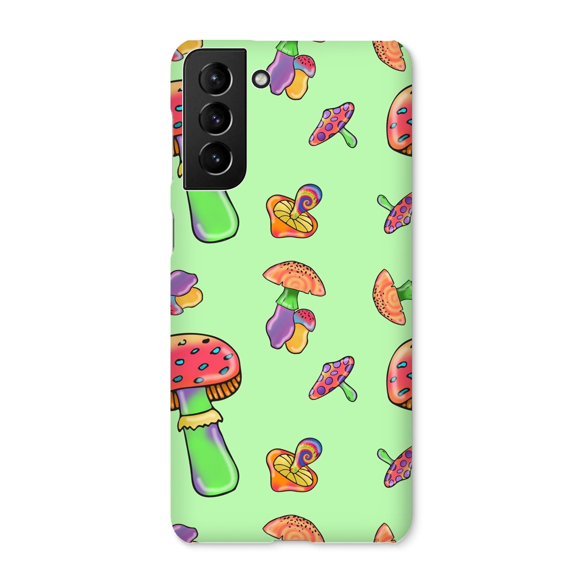 Retro Mushroom Pattern - Green Snap Phone Case