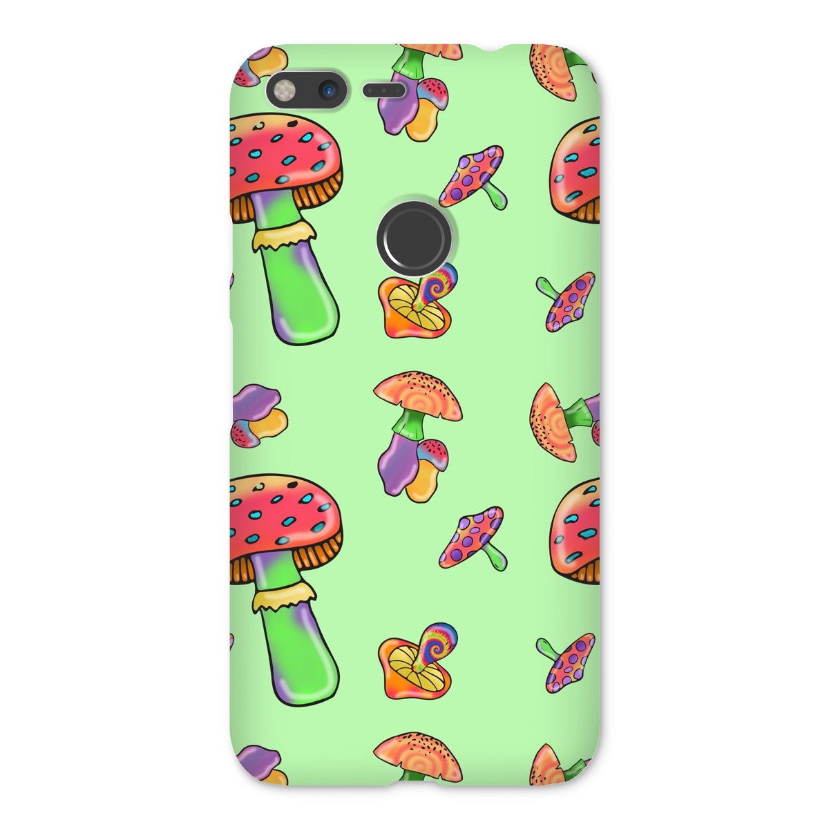 Retro Mushroom Pattern - Green Snap Phone Case