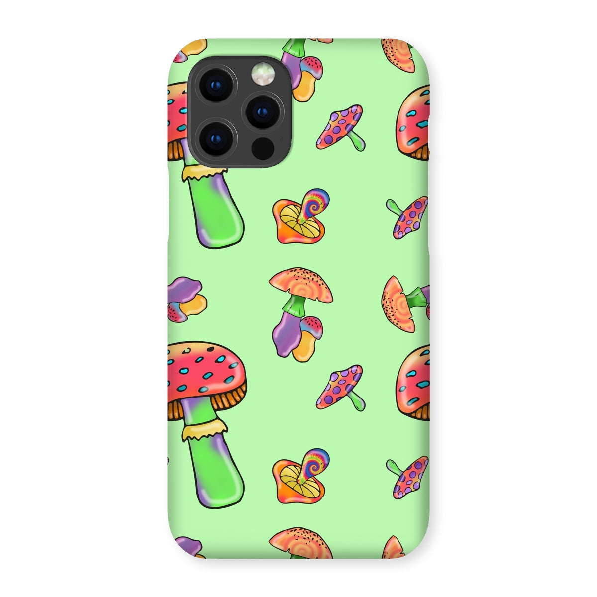 Retro Mushroom Pattern - Green Snap Phone Case